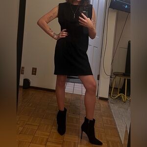 ZARA Black Padded Shoulder Mini Dress